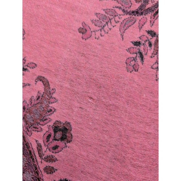 Women's Scarf Wrap Pink Paisley Woven Fringe Rectangle - Picture 3 of 9